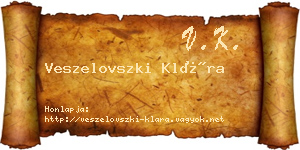 Veszelovszki Klára névjegykártya